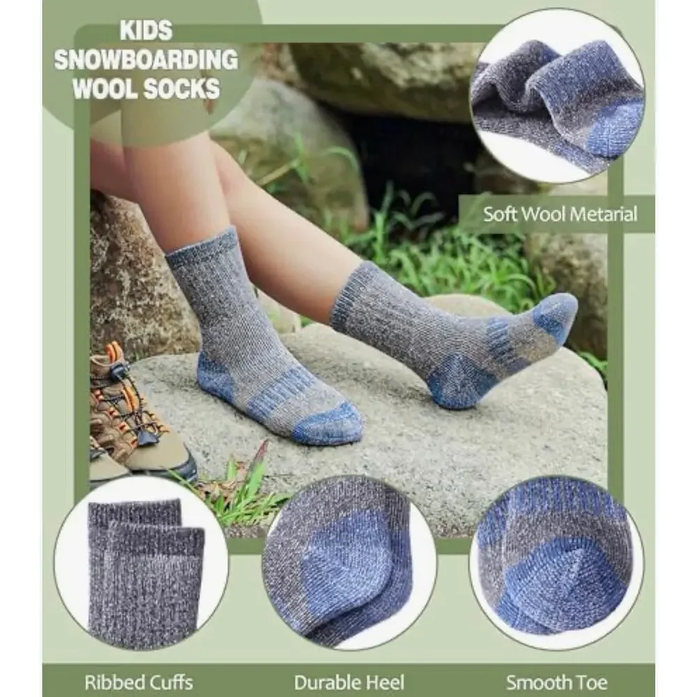 Kids Merino Wool Thermal Socks 3 Pack Ages 8-12 years NWT